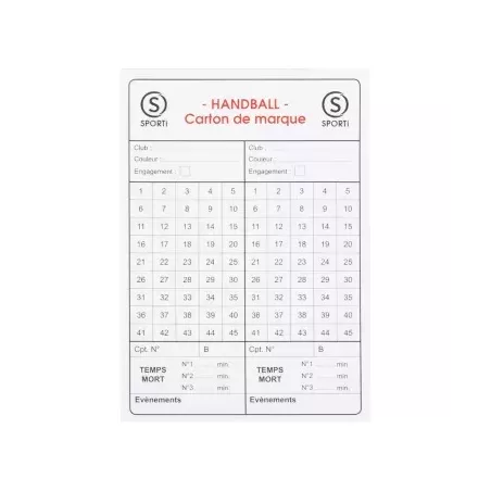 Carton de marque arbitrage handball | Sport Time